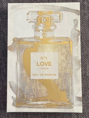 Oliver Gal Gold and Gray N°1 Love Perfume Bottle Canvas Wall Art